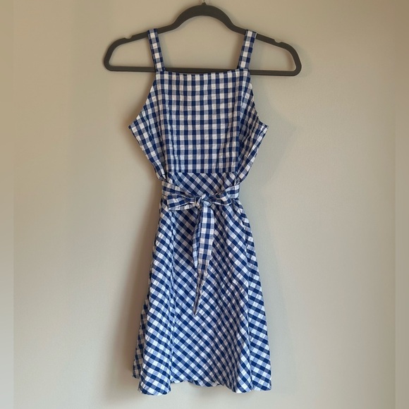 Kelly's Kids Other - Kelly’s Kids Girls Blue Gingham Dress Size 16 Tie Waist Spaghetti Strap Dress